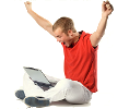 Ecstatic man with laptop